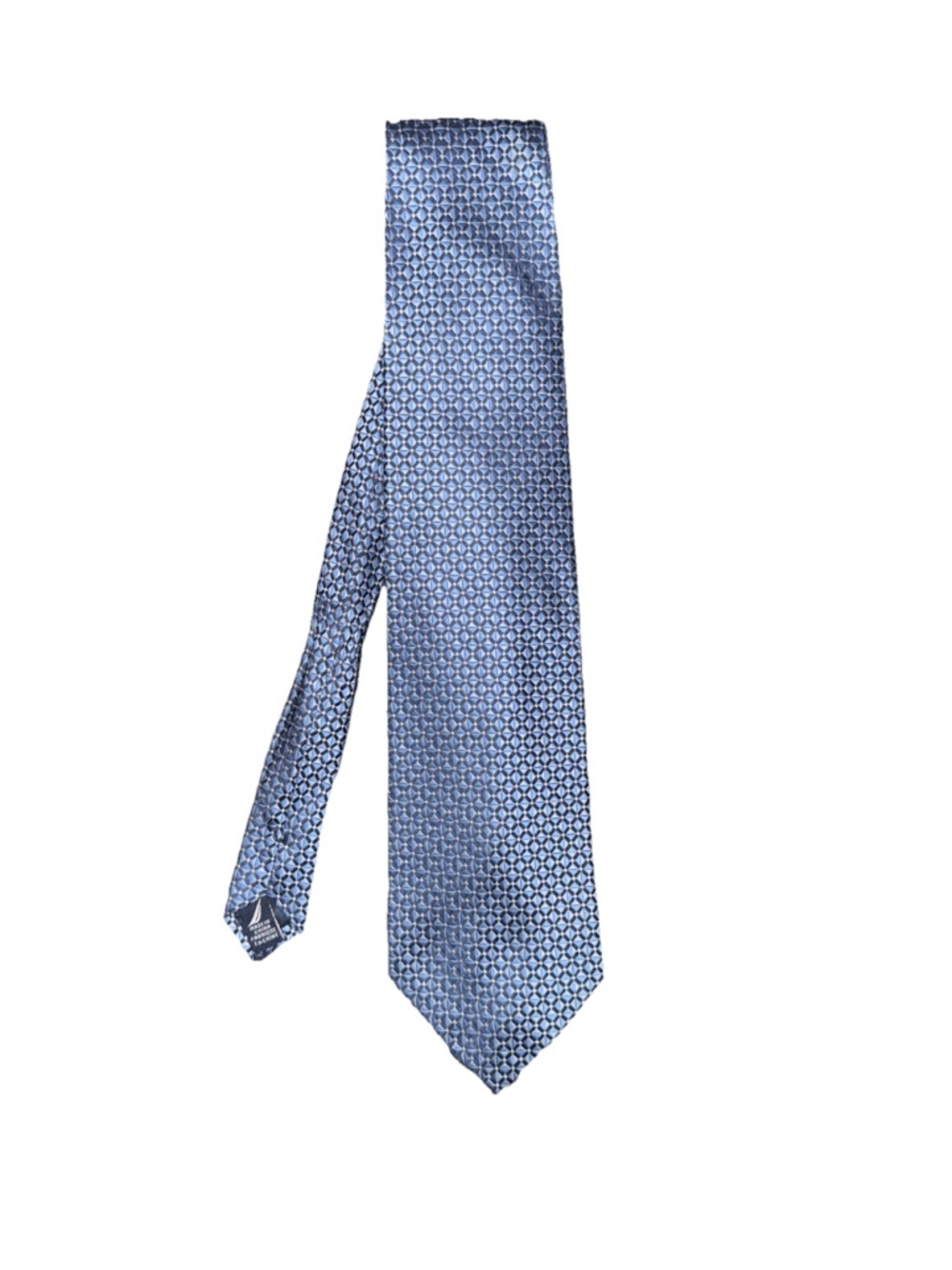 Nautica Men's Neck Tie 100% Silk Blue Geometric Pattern